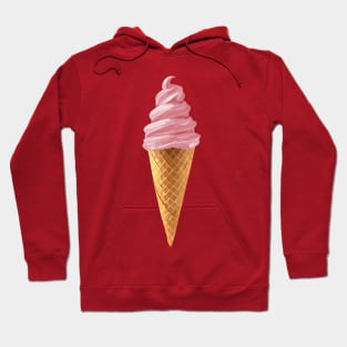 Pink Soft Serve Strawberry Icecream Cone Hoodie